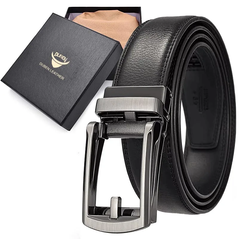 Custom LOGO Automatic Buckle Belt Genuine Leather Belts For Men Ratchet OEM Automatic Leather Belt Men