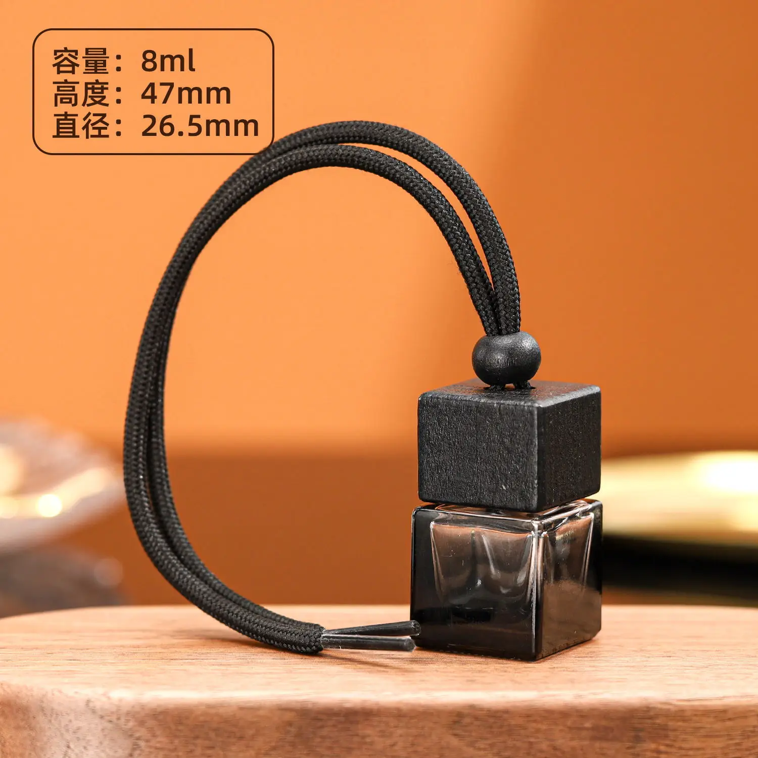 Empty 5ml 8ml 10ml 15ml Black wooden cap glass car air freshener hanging perfume bottle fragrance diffuser