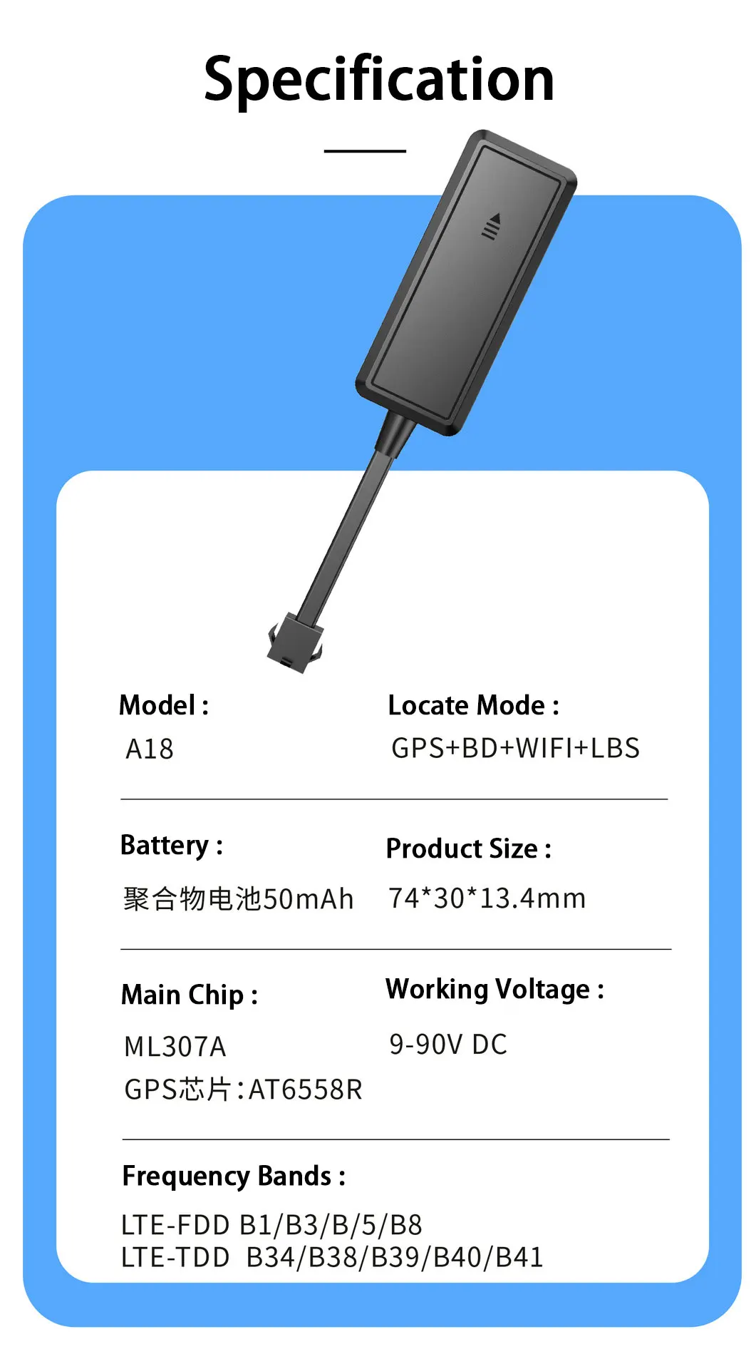 A18 Wholesale 4G LTE Mini High quality car tracker ACC Detection with ios android apps Remotely cut off engine 4G gps tracker