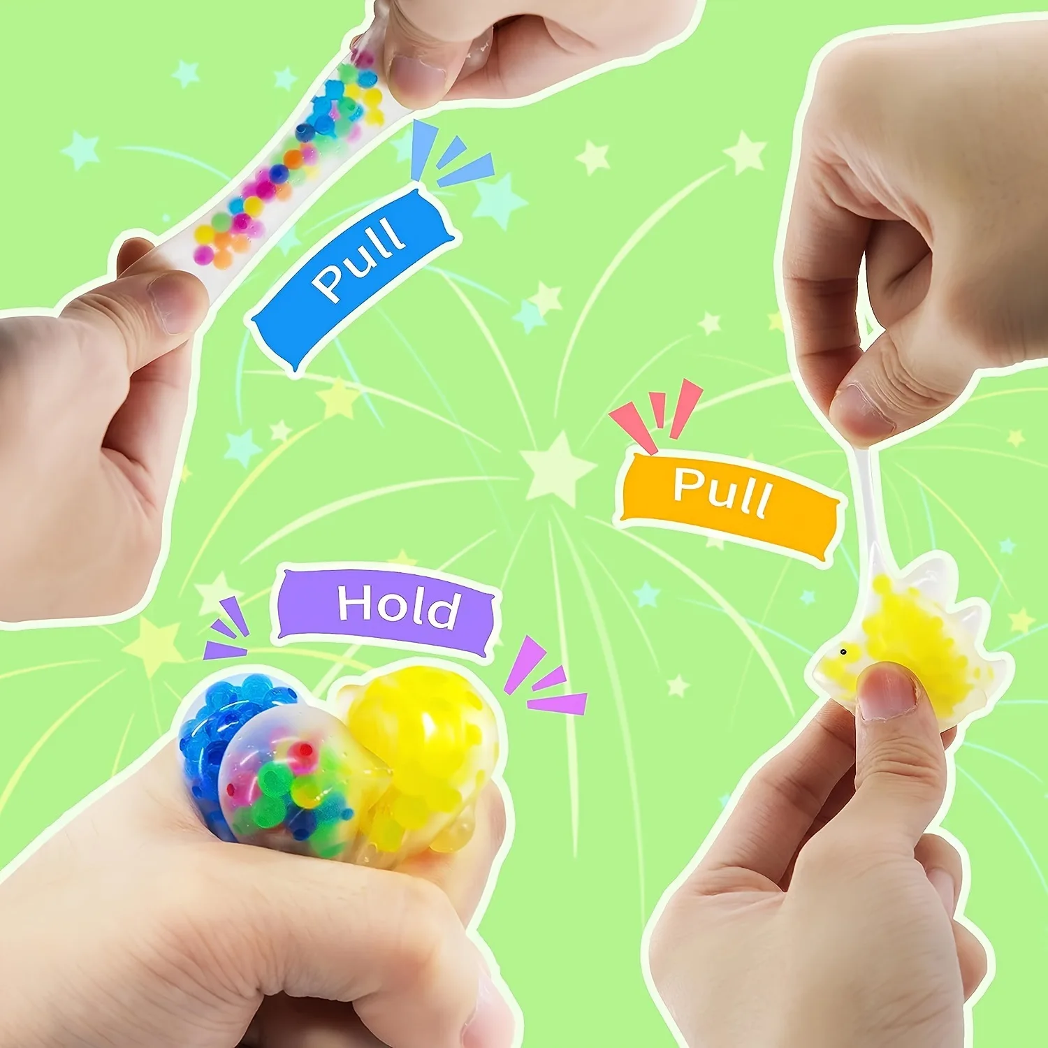 Syh486 Fun TPR Squeeze Animal Dinosaur Beads Ball Fidget Sensory Vent Toy For Kids Sensory Stress Balls