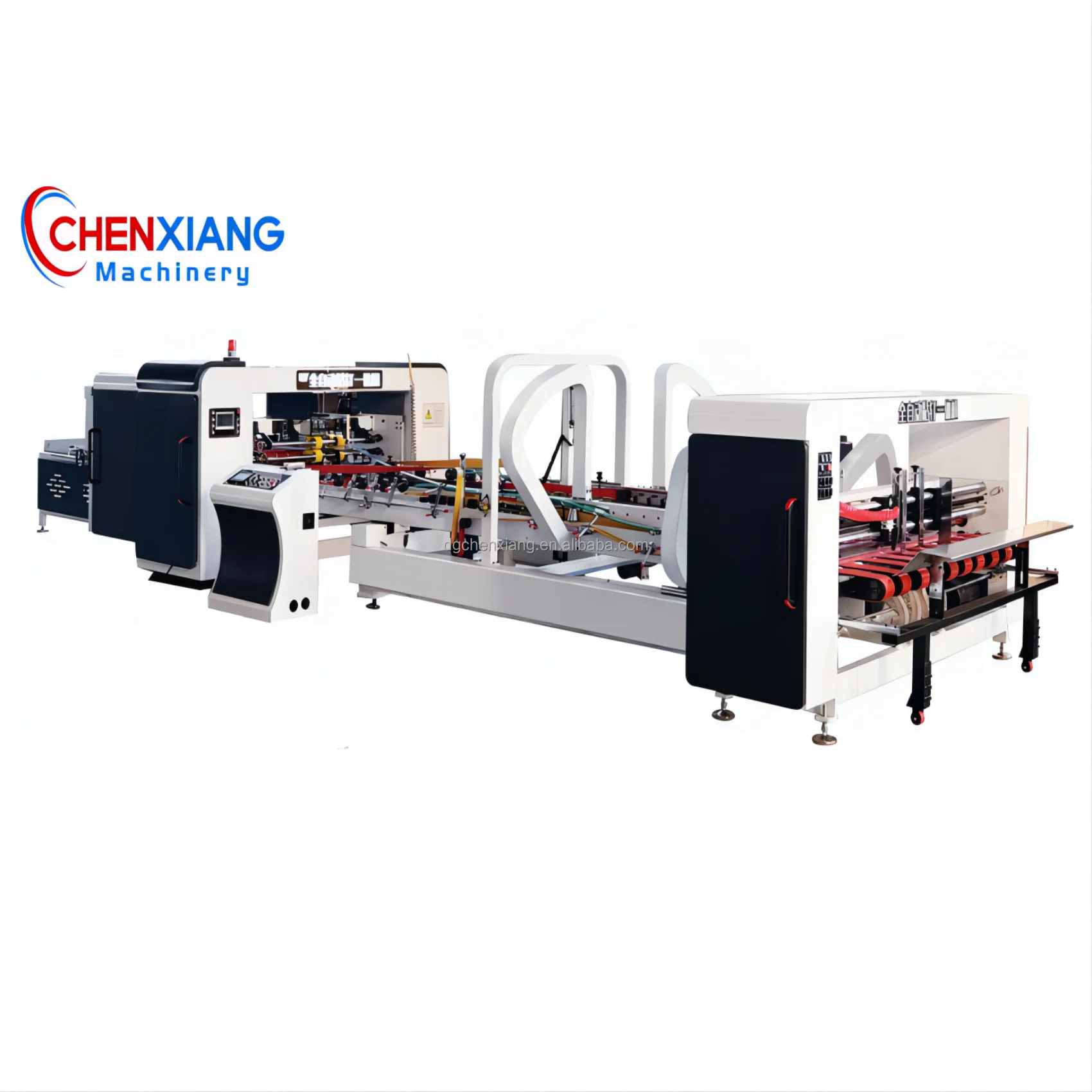 Automatic Carton Box Folding Gluing and Stitching Machine Cardboard Carton Box Folder Gluer and Stitcher Machine for Carton Box