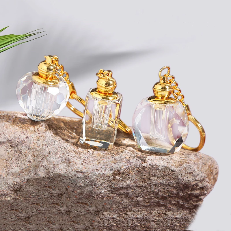 MUB Luxury 1ml Crystal Glass Keychain Perfume Bottle Arabian Essential Oil Bottle Portable Glass Stick Perfume Bottle
