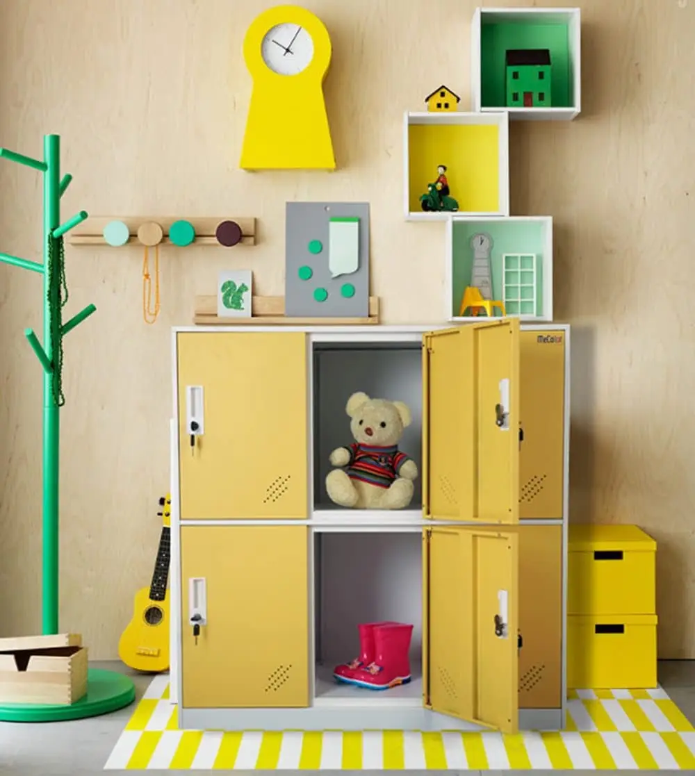 6 Door Metal Storage locker  Fashionable Mini Bedroom Cabinet for playground