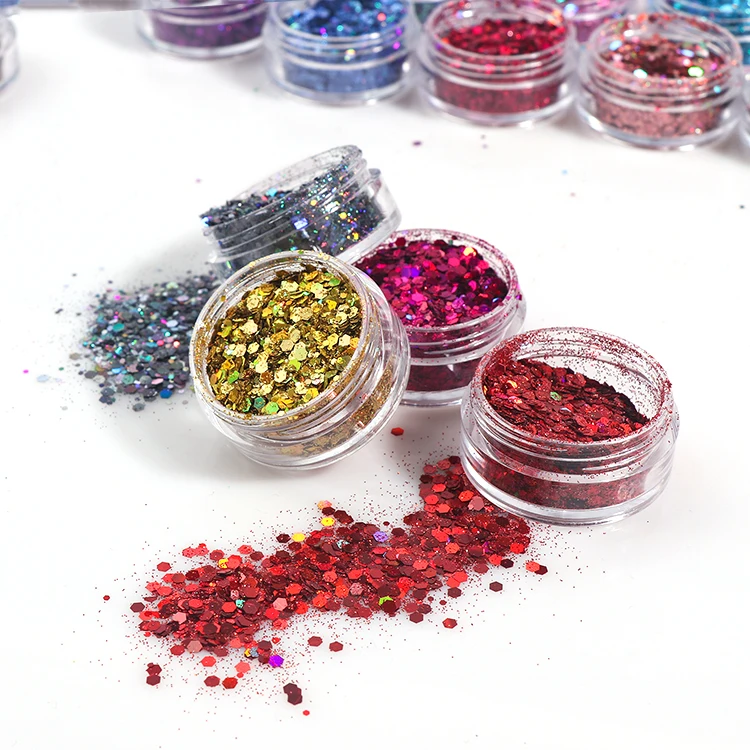 New 20 Colors  Custom Private Label Facial Nail Laser Glitter Powder Large Sequins Eyeshadow DIY Eye Makeup