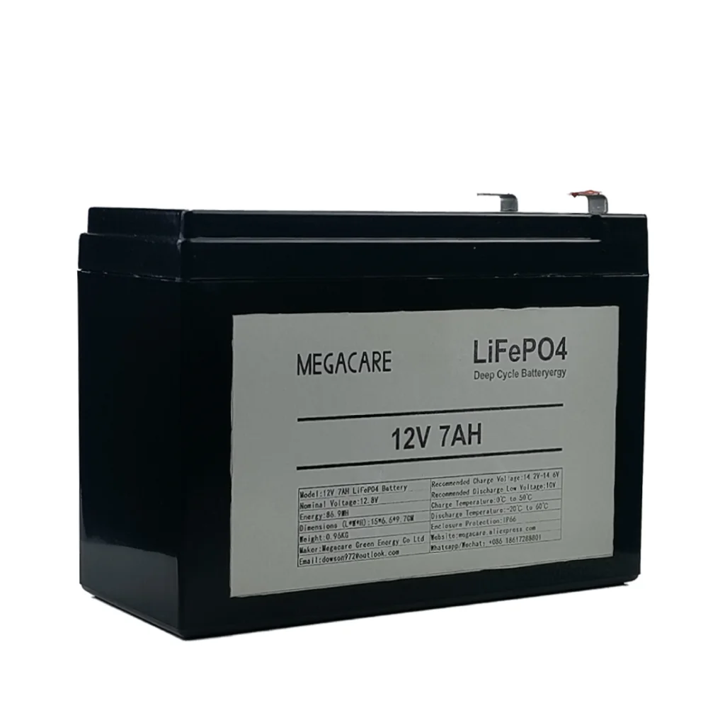 MEGACARE 12 volt 7AH Deep Cycle Rechargeable Lithium ion Battery Perfect for Replace Fish Finder Battery Maintenance-Free