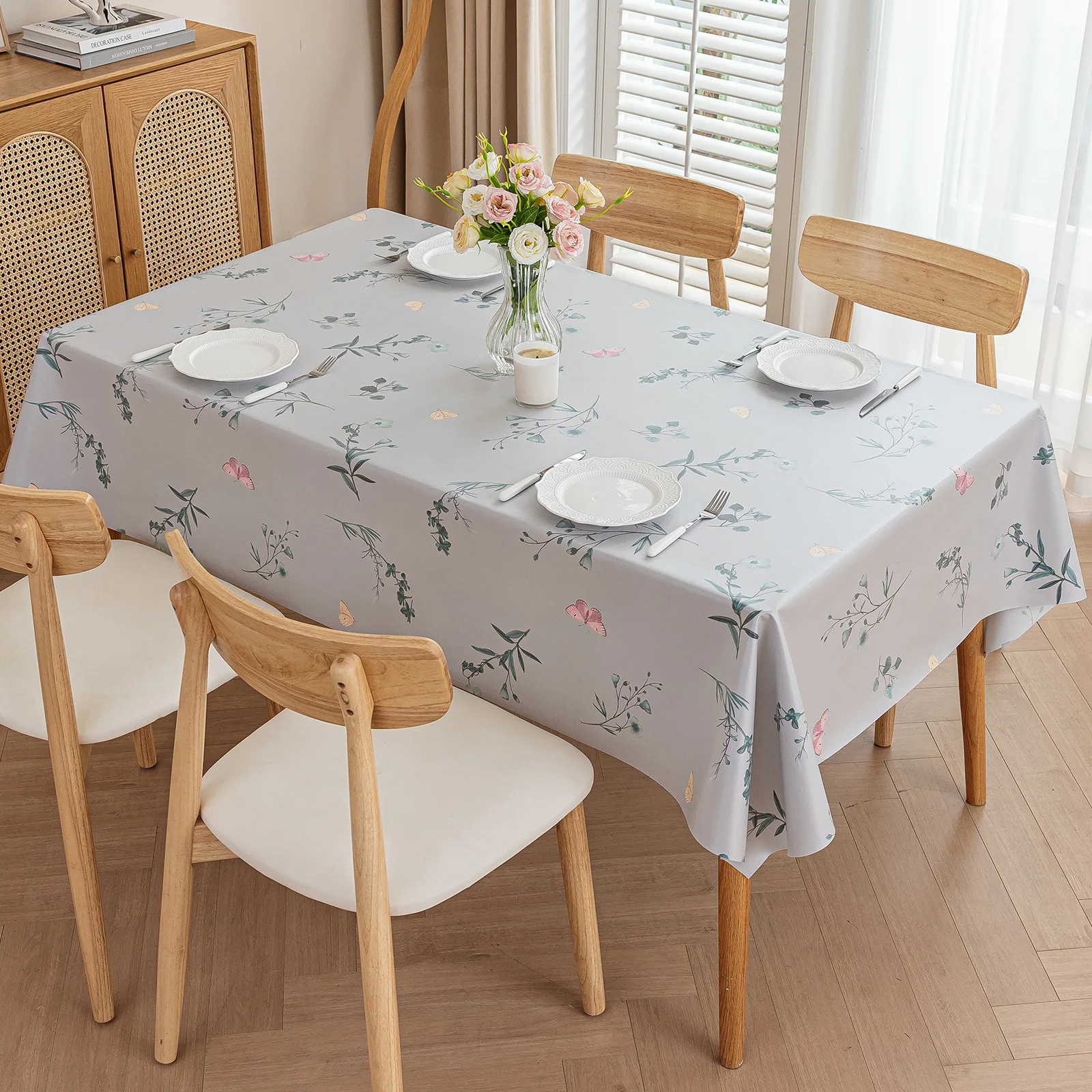 Small fresh tablecloth waterproof oil-proof wash-free rectangular tablecloth dust table cloth tea table mat