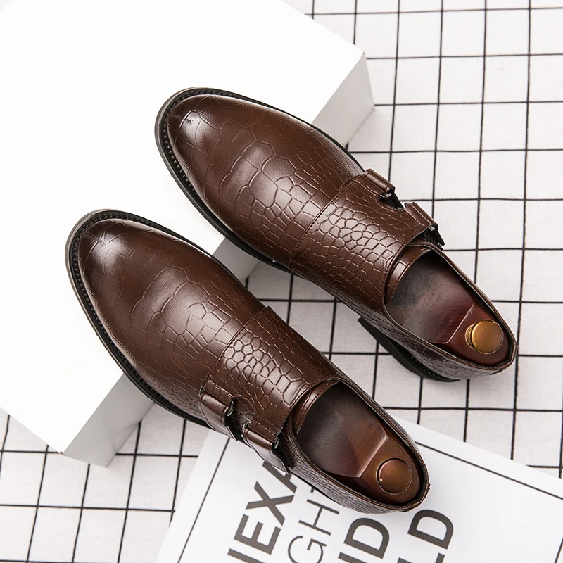 Men Oxford High Heel Loafers Casual Business Wedding Leather Dress Black Formal Shoes Slip-On