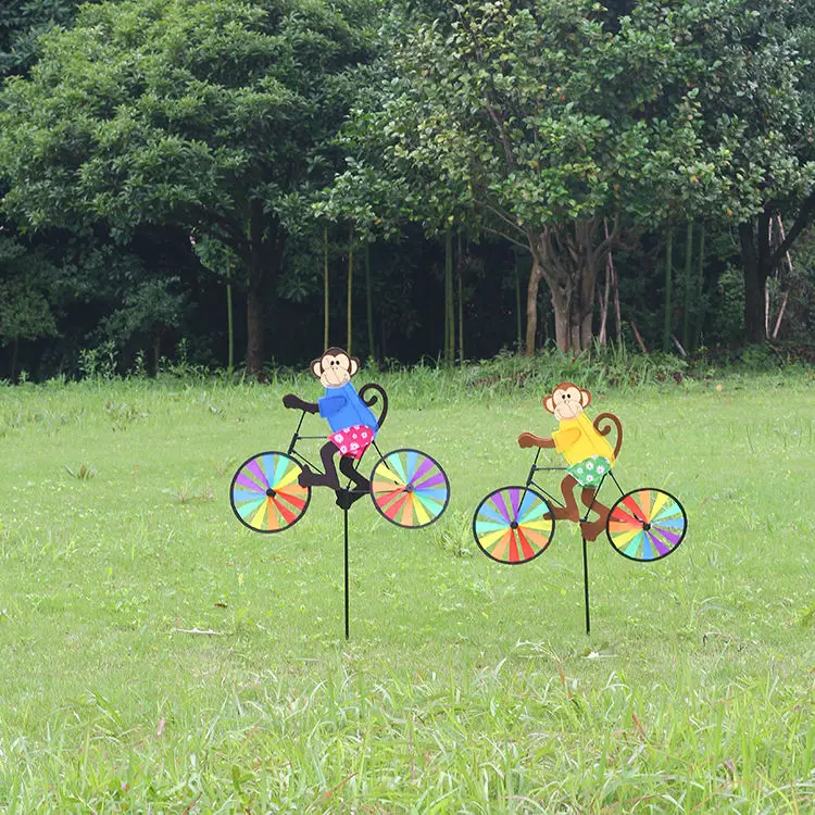 Детская игрушка на заказ, ручная садовая мультяшная ветряная мельница, обезьяна, животное, велосипедная ветряная мельница