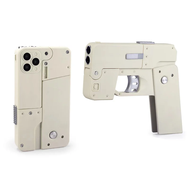Hot selling product kids novel cool folding soft bullet pistol Simulation can launch mobile phone Shell throwing gun toys