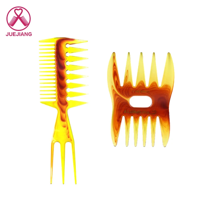 Professional Custom Logo Personalized Plastic Comb Wide Tooth Pick Hair Brush Afro Comb
