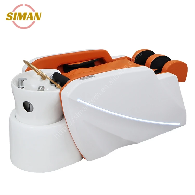 Siman massage shampoo bed spa salon hair washing unit with leg lifting salon equipment optional head therapy and steamer
