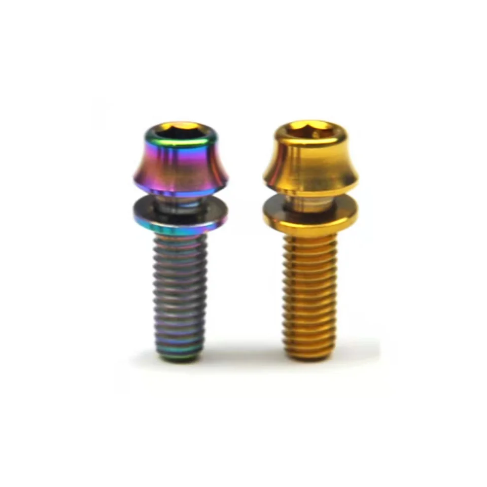 Factory Wholesale m5*12 coloful taper cone head Road Mountain Bike Bottle Cage gr5 Titanium bolts screw with washer
