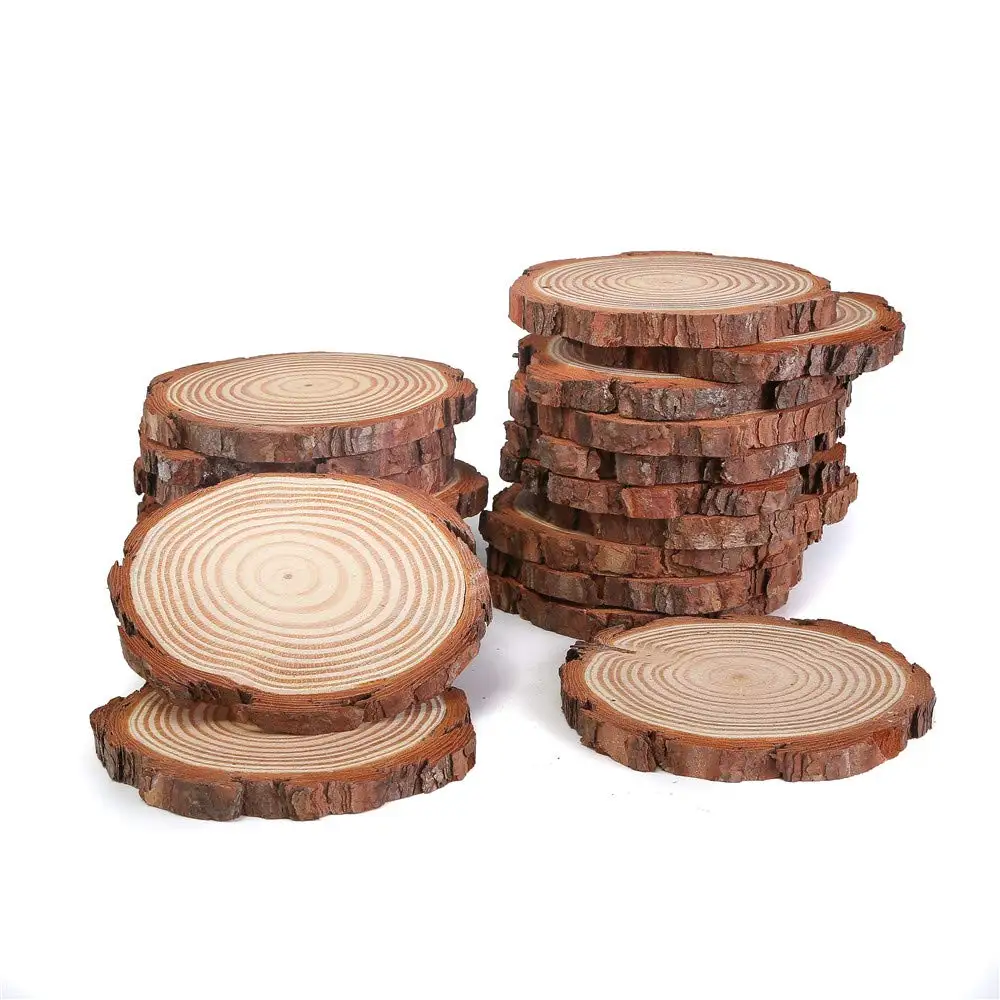 
Custom Natural Birch Wood Eco-Friendly Decorative Rustic Natural Unfinished Round Wood Slices For DIY Crafts 