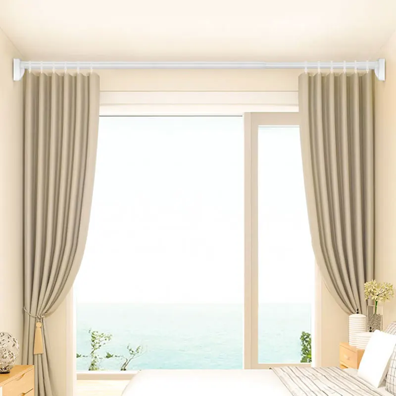 Multipurpose Adjustable Curtain Poles Long Extensible Contracted Black Curtain Rods Extendable