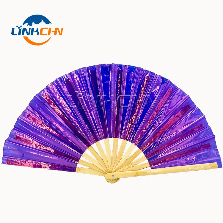 Customized abanicos de mano  iridescent bamboo folding hand fan