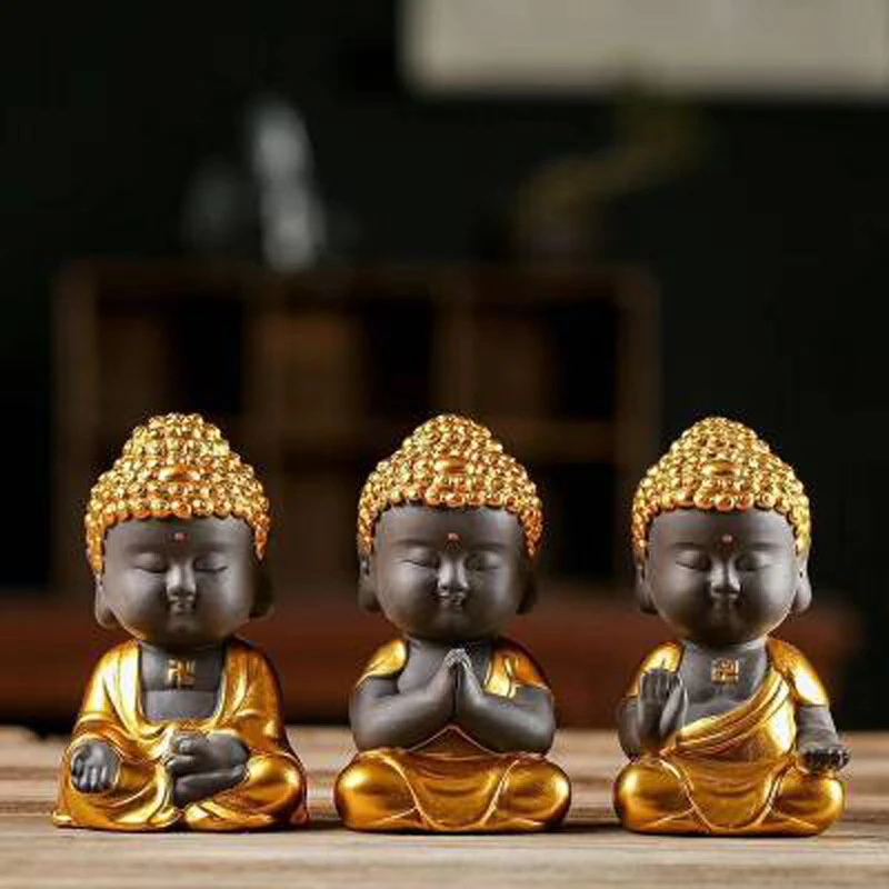Zen ceramics фиолетовые глиняные золотые и маленькие чайные украшения Tathagata Креативные для дома