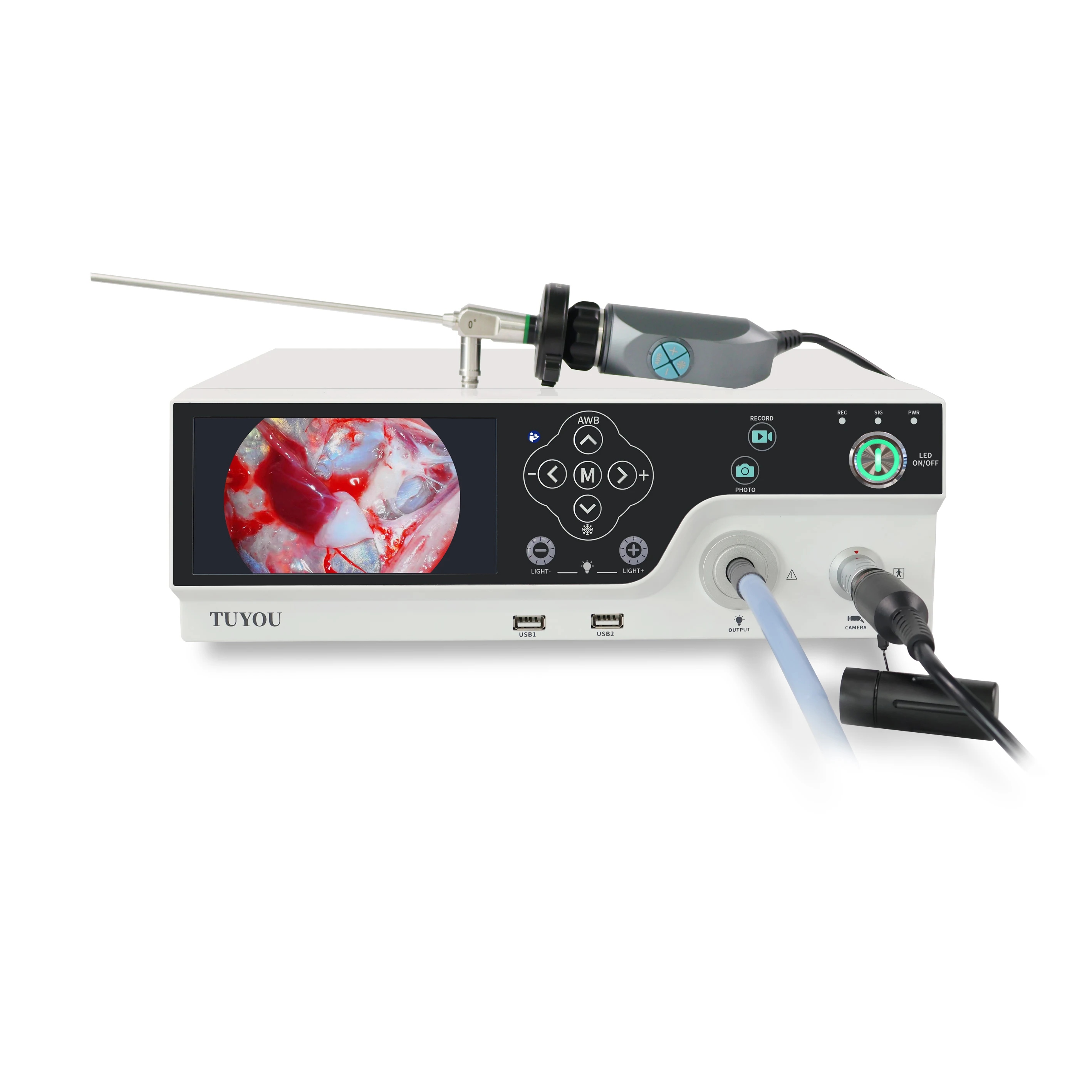 TUYOU 3 in 1 Endoscopy Camera System  CMOS Endoscope Camera with 80 Watts LED Light Source