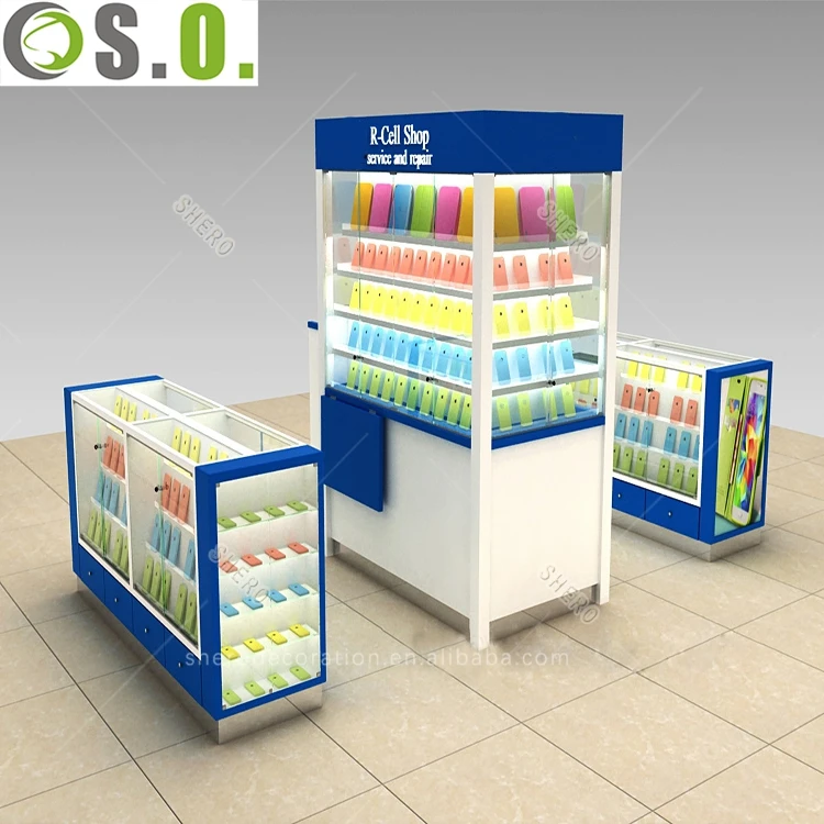 High end cell phone kiosk with mobile phone display counter