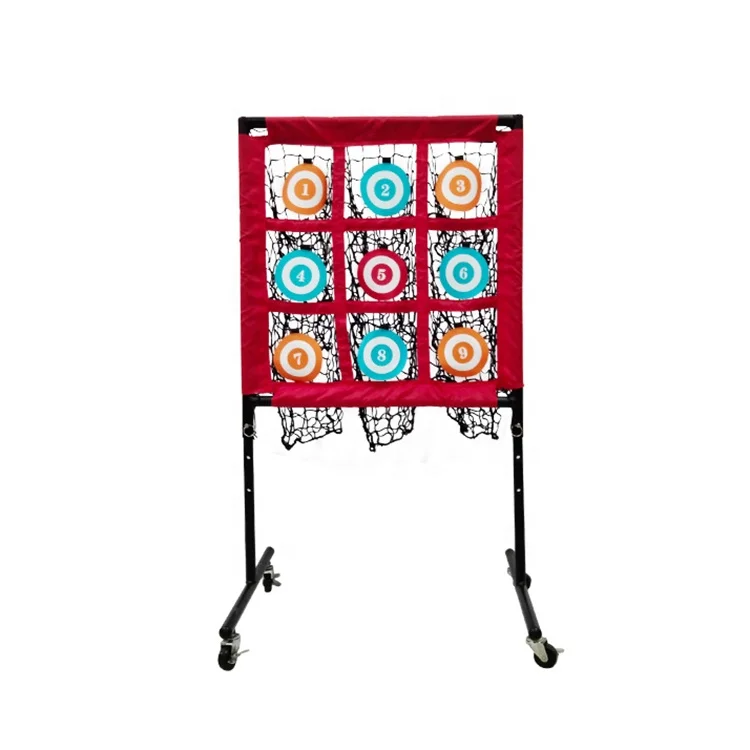 Height Adjustable Mobile With Wheel Hitting Batting 9-Hole Baseball And Softball Practice Net