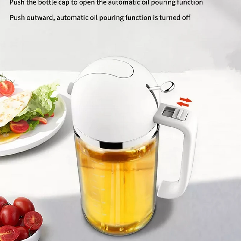 Multi-functional Vinegar Spray Liquid Sprayer 2 in 1 BBQ Oil Bottle Automatic Pour Dispenser High Borosilicate Glass Sauce Tank