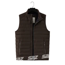 Winter Custom Solid Color Windproof Outdoor Flocking Stand Collar Cotton Vest For Men