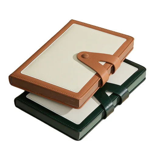 Cowhide Leather Notebook with Art Paper Retro Style Study Exercise Book for Office Use and Home Decorating