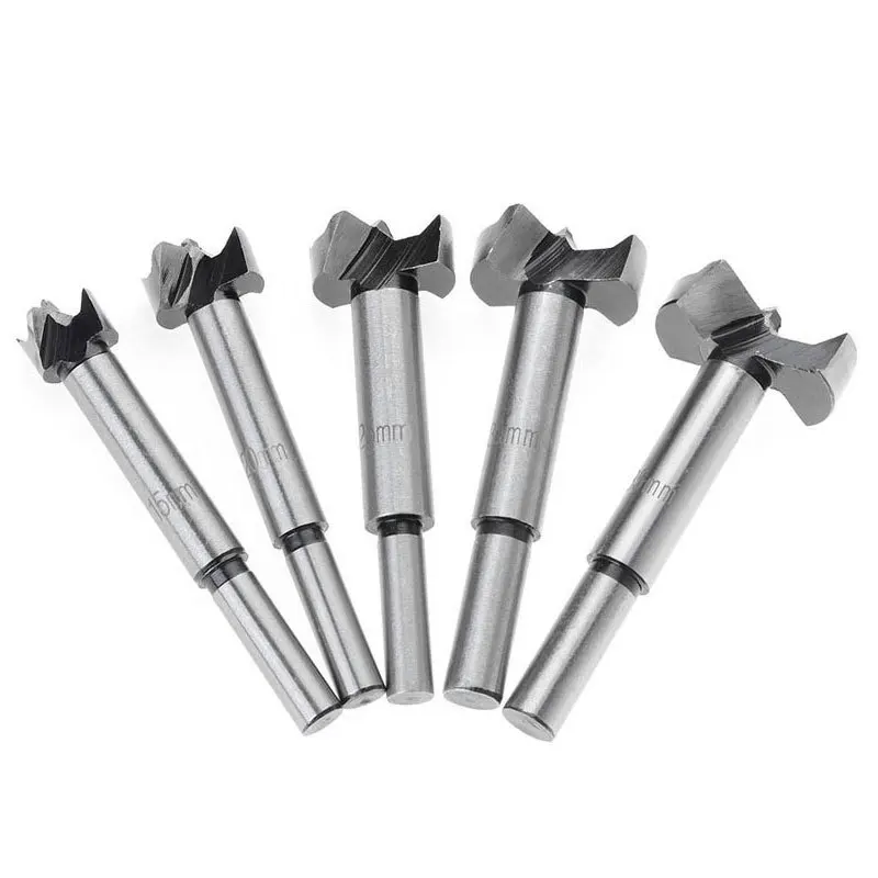 5Pcs Hcs Carpenter 15Mm 20Mm 25Mm 30Mm 35Mm Hole Saw Core Boring Forstner Drill Bit Set For Wood Plastic