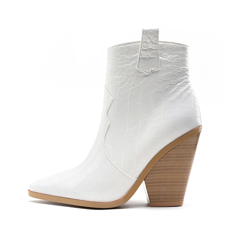 2020 Black White Stretch Patent Leather Heels Sexy Ladies Black Boots Women