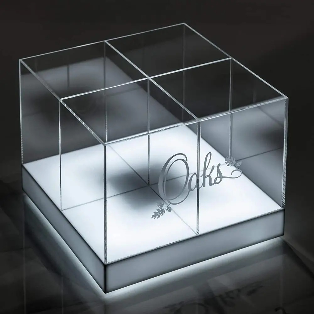 Acrylic LED-Lighted Office Desktop Display Stationery Organizer/Makeup Brushes Organizer/Pencil and Pen Case Holder, Storage Box