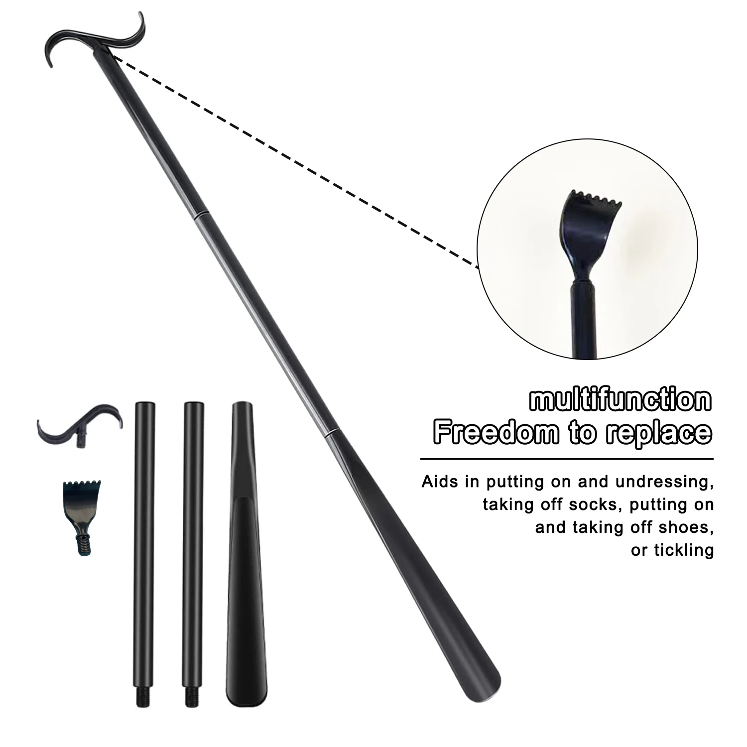 Длинная палочка для обуви с рогом для обуви с инструментом для удаления носков Регулируемый Расширенный аксессуар для обуви, носков, рубашек и брюк