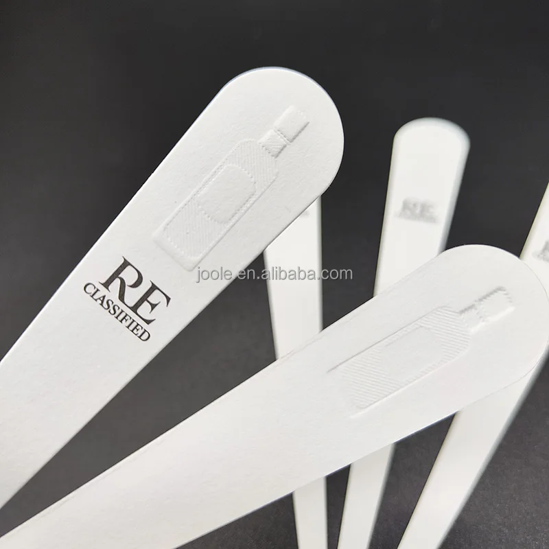 Custom Shaped Blotter Paper with Embossed Logo Printed Blank Script for Perfume Testing Cardboard Brochure Packaging