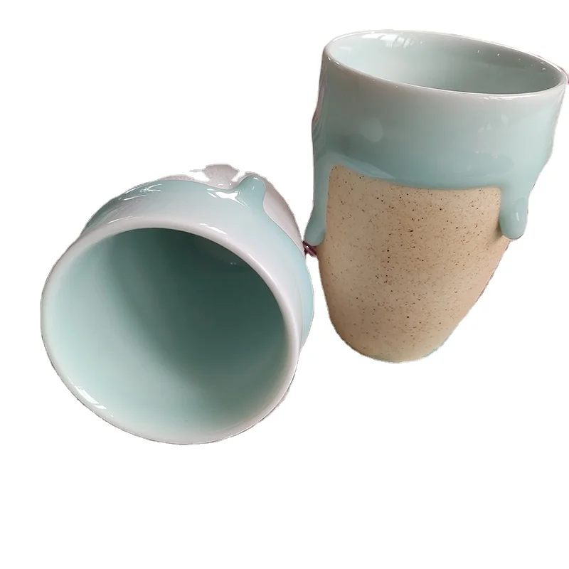 
Grind arenaceous Handmade Japanese Ceramic Blue Flow Glazed Mug Porcelain Cups 225 ML 