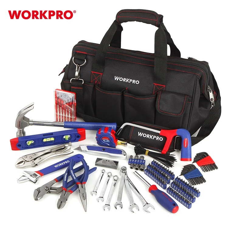 WORKPRO 156 PC General Household Hand Tool Kit with Carry Tool bag Storage Case Hand Metal File Drop Forged Alloy Steel File Set