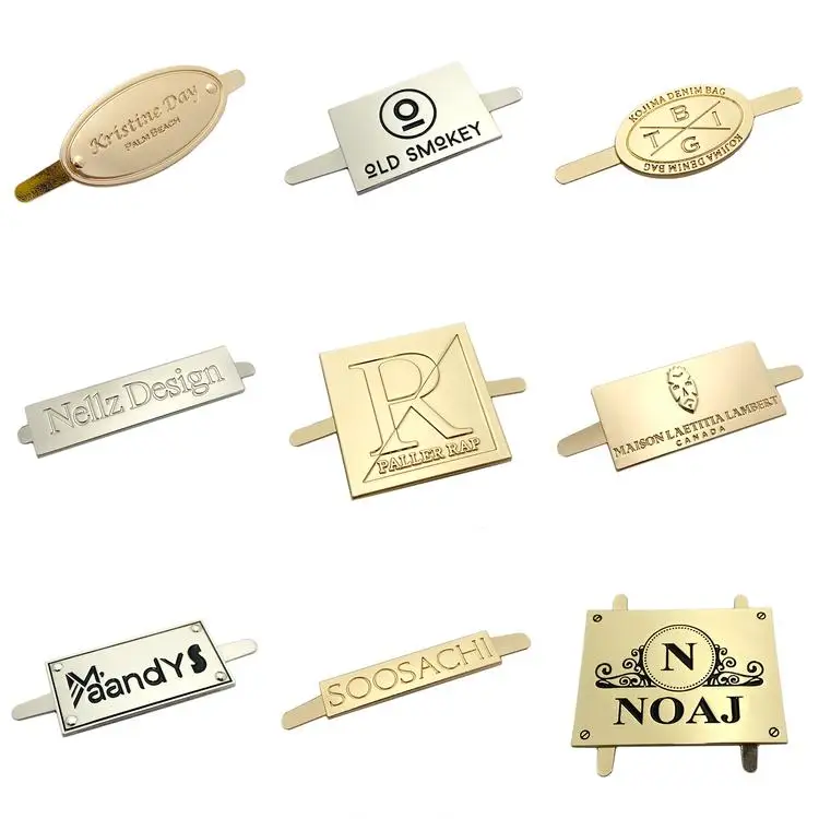 Nolvo World 3colors64*18mm Custom Logo Metal Name Plates Labels For Bag And Purses