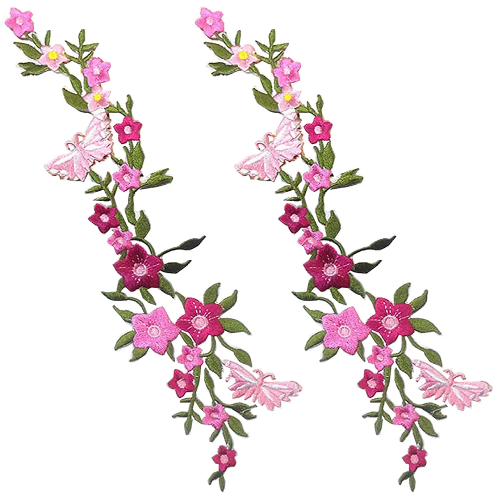 Butterfly Flower Embroidered Iron On Patches, Embroidery Applique by DIY Cloth Art Embroidery Decoration