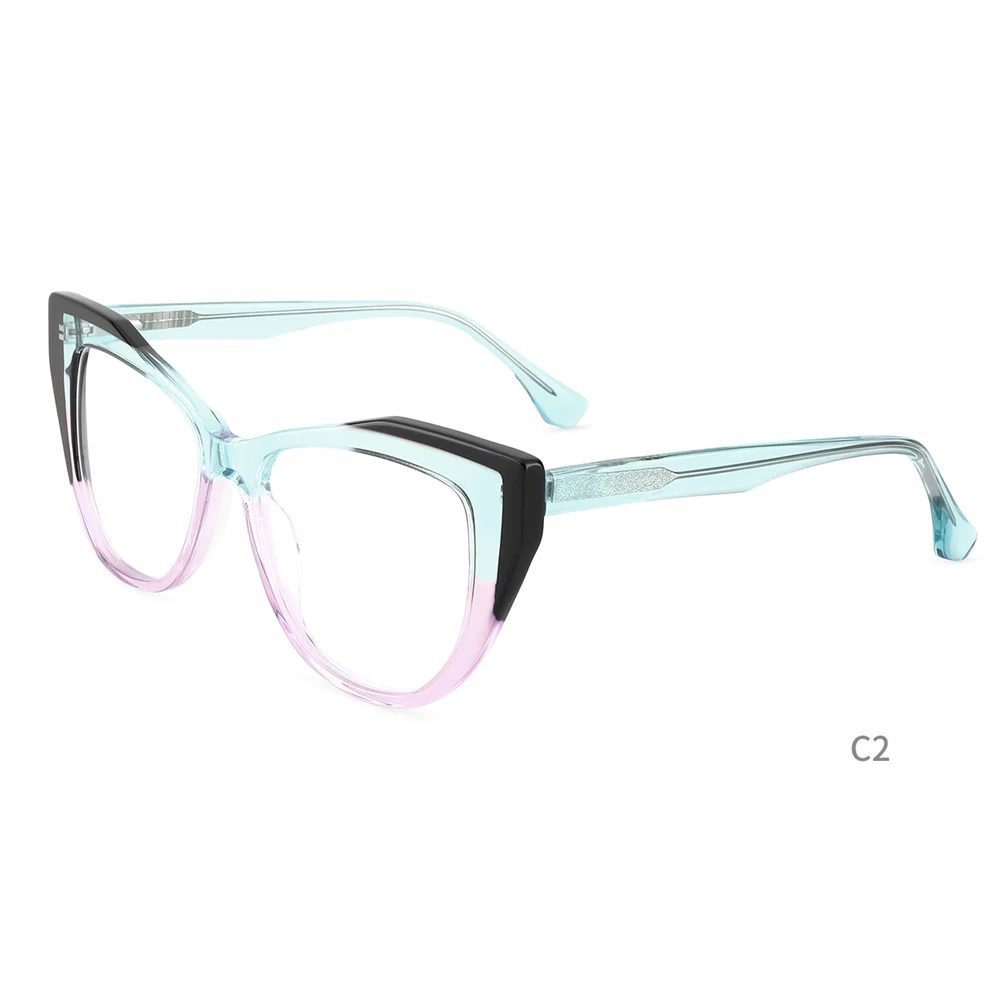 2022 Newest European Style Women Colorful Cat Eye Frame High Quality Acetate Optical Eyeglasses Frames