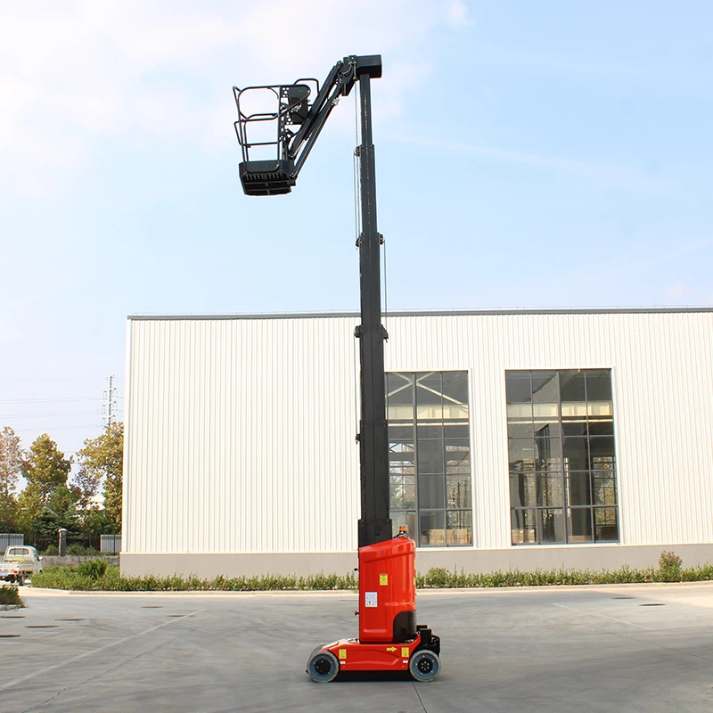 10m hydraulic single mast aluminum alloy mobile manual portable telescopic one man scaffolding push around lift for sale