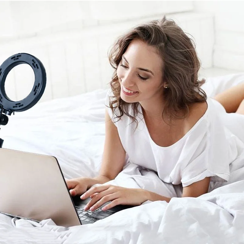 Flexible Portable Adjustable Dimmer 3 Color  Fill 6 Inch Led  Selfie Ring Light With Clip For Live Stream