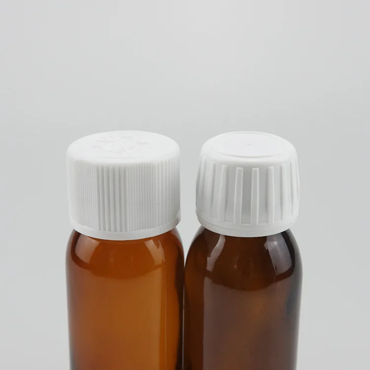28mm neck finish plastic tamper evident caps White tamper proof Plastic Bottle Caps for DIN 28 glass syrup bottles