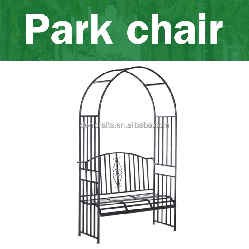 Outdoor Metal Garden Rose Arch with Bench for Flower