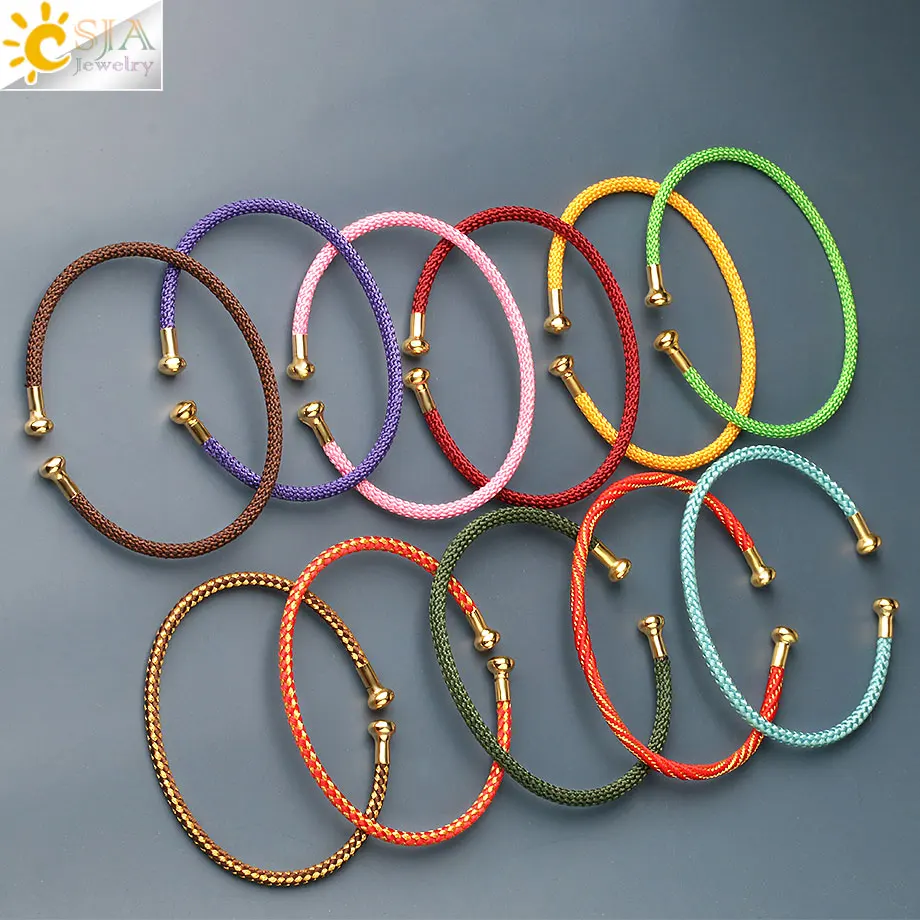 CSJA Women Jewelry Accessories Red Black String Twisted Cable Wristband Rope Open Cuff Bangle Bracelet for Diy Making G839