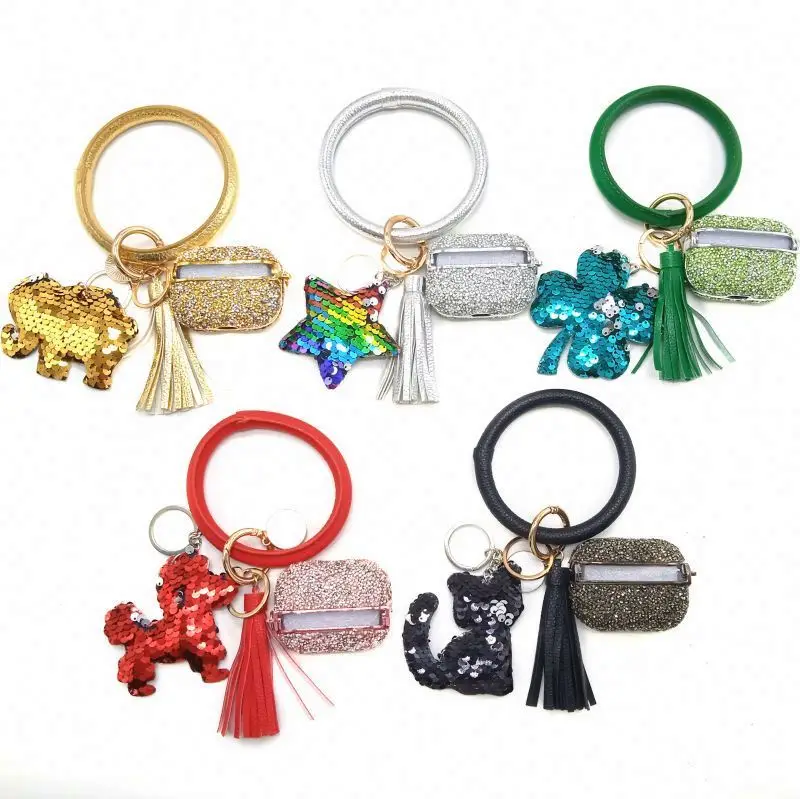 Wholesale 10Pcs Set Pom Pom Alarm Whistle Self Defense Keychain Women Protection Safety Keychain Accessories