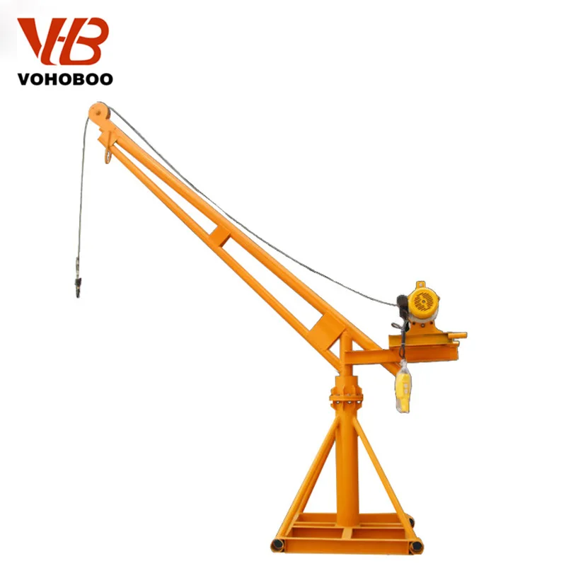 200kg 300kg 500kg 800kg 1000kg hand operation Mobile mini crane Portable Small Lift Floor Crane with electric winch