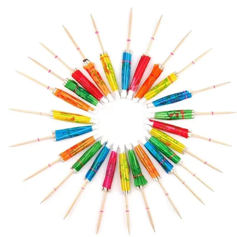 Bambus Catering Cocktail Umbrellas Paper Drink Parasol Tropical Party Fruit Picks