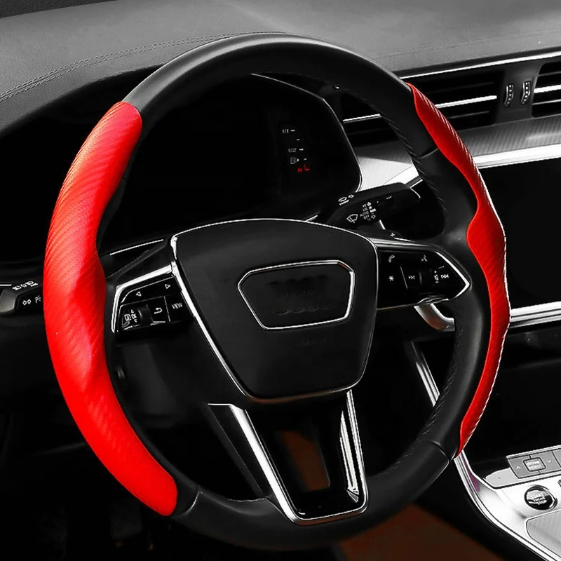 Роскошный Универсальный чехол на руль из углеродного волокна Кожаная замшевая отделка противоскользящая автомобильная ручка аксессуары для интерьера оптом