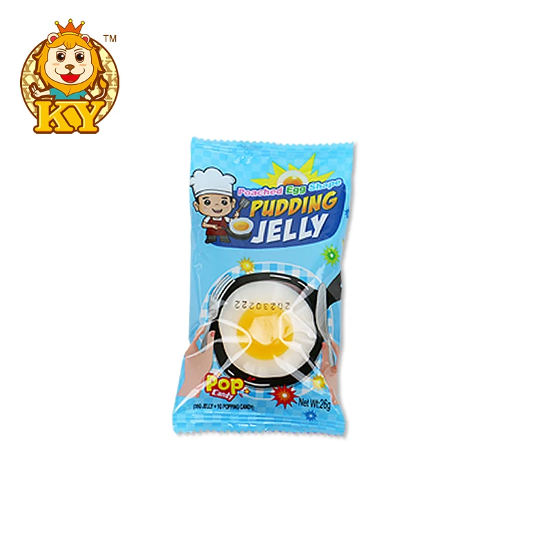 Hot selling snack food soft candy fruity flavor funny fried egg shape  fast food gummy  jelly pudding candy toys for kids