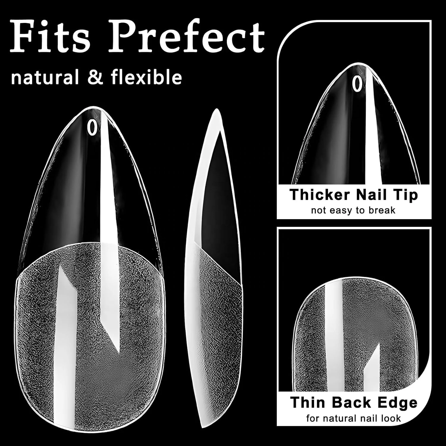 600pcs Almond Nail Tips, Medium Almond Gel X Nail Tips