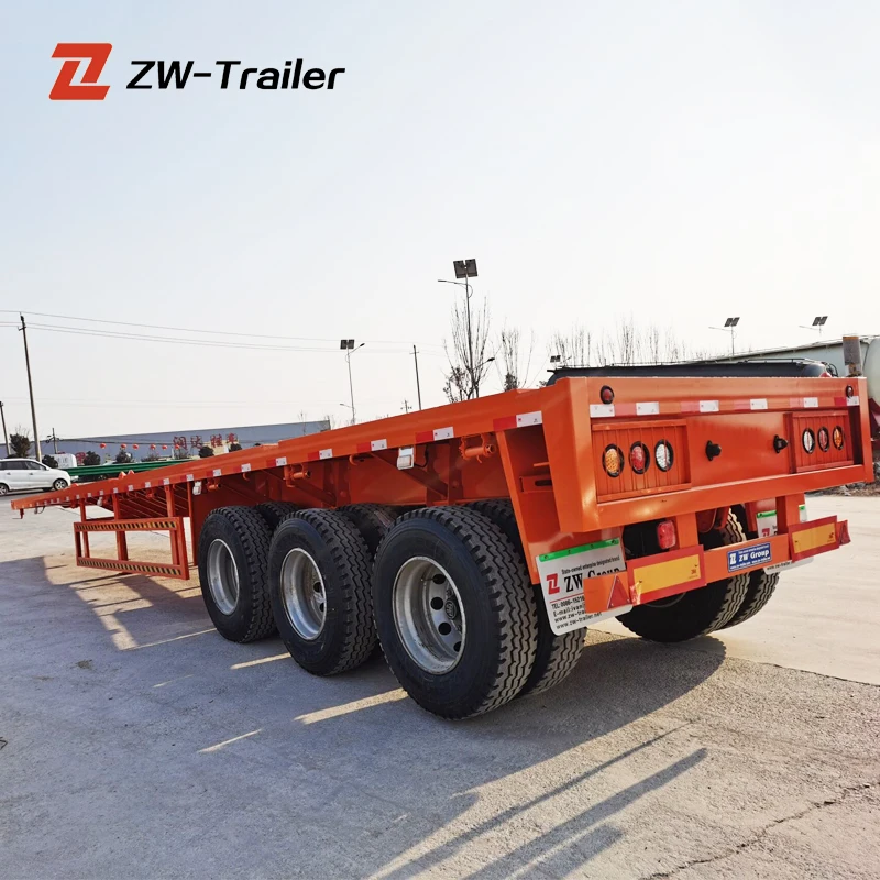 ZW Group 4-Axle 70ton Shipping Container Semi Trailer flatbed semi trailer for Saudi Arabia