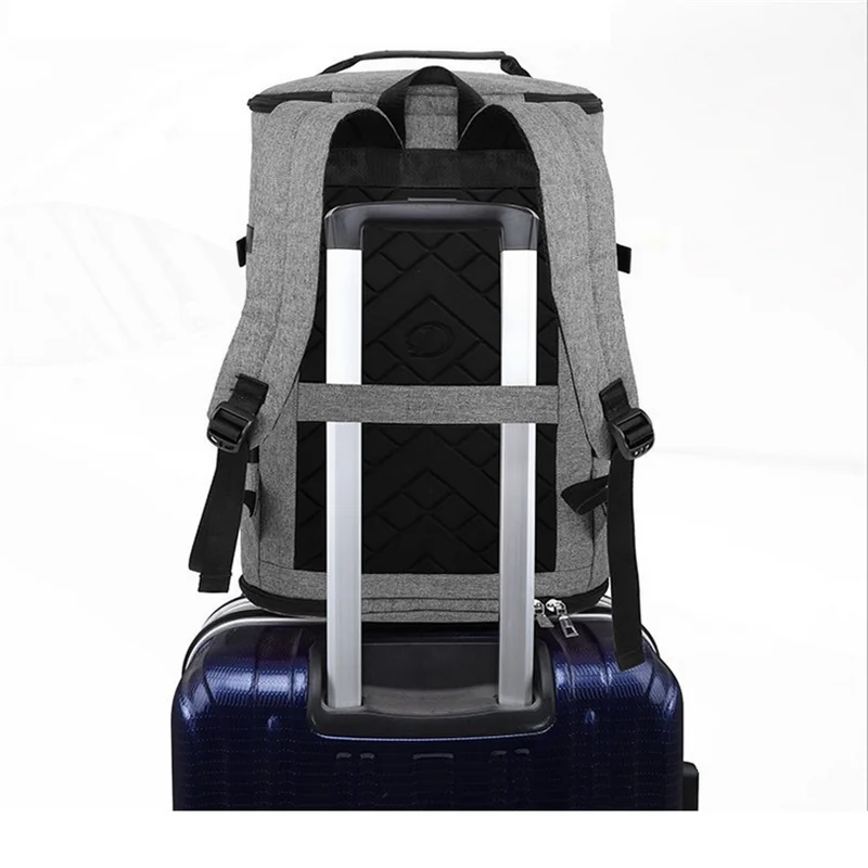 adjustable shoulder belt sport waterproof zipper nylon canvas sneaker toiletry men luggage bags travel backpack