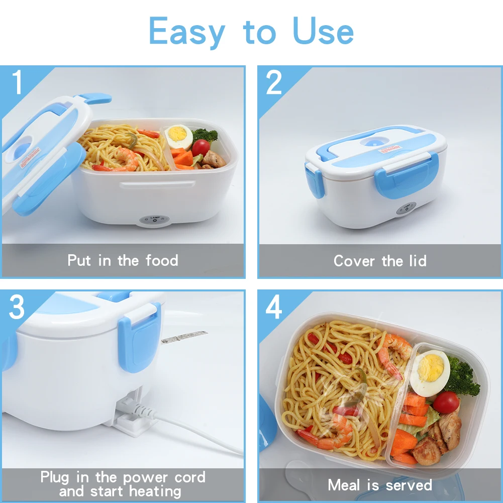 B10-0850 Amzn Top Seller Home Use Plastic Heating Bento Lunch Box Electric Lunch Box With Spoon